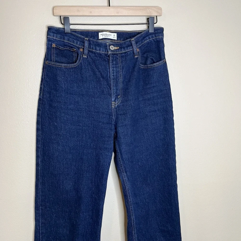 abercrombie fitch jeans 29 Long 90s Relaxed High Rise Dark Blue Classic Wide‎ 8